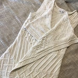 Natural Colored Sleeveless Sweater Wrap Vest